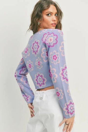 Lavender Flower Cardigan