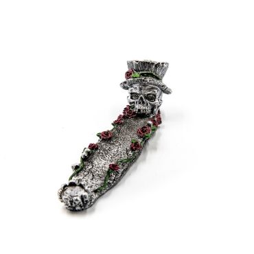 Top Hat Skull & Roses Incense Burner LED Eyes