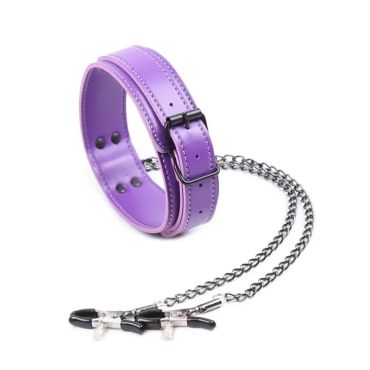 Purple Collar with Nipple Clamps