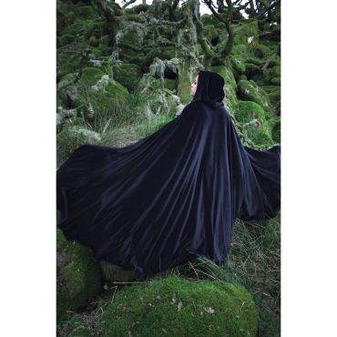 Black Velvet Hooded Cloak