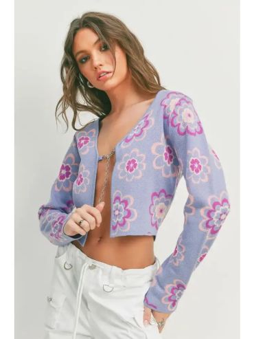 Lavender Flower Cardigan