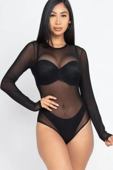 Mesh Long Sleeved Body Suit