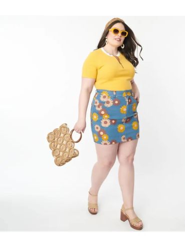 Floral Jean Mini Skirt