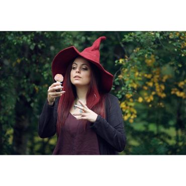 Burgundy Wool Witches Hat