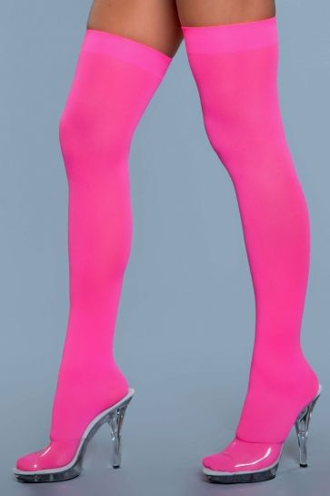 Opaque Pink Thigh Highs