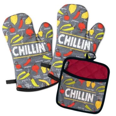 'Chillin' Peppers Oven Mitt Set