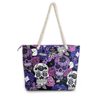 Purple Sugar Skull Tote Bag