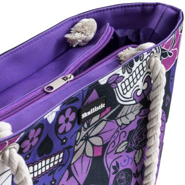 Purple Sugar Skull Tote Bag