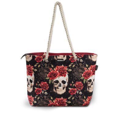 Vintage Flower Skull Tote Bag