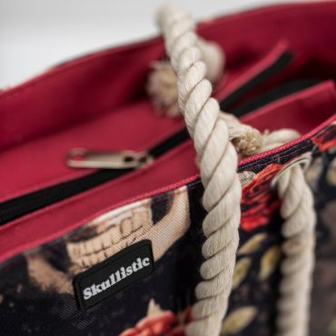 Vintage Flower Skull Tote Bag