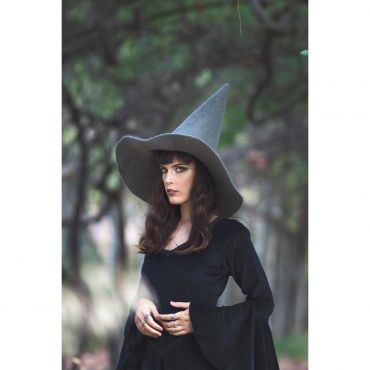 Gray Wool Witches Hat