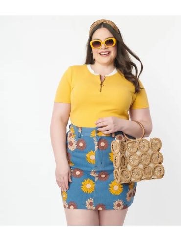 Floral Jean Mini Skirt