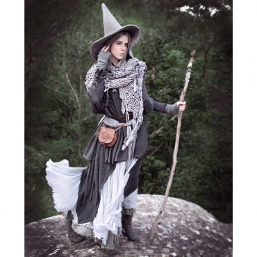 Gray Wool Witches Hat