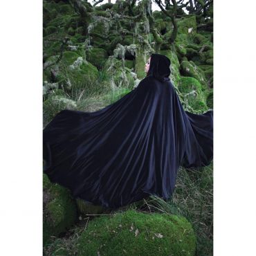 Black Velvet Hooded Cloak