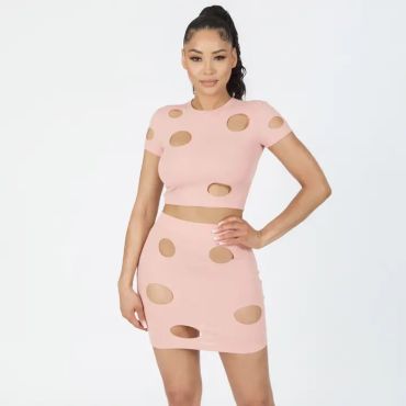 Light Blue Cut Out Skirt