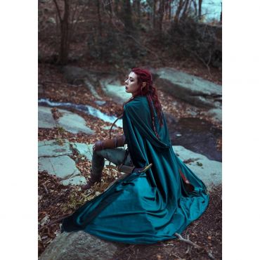 Green Velvet Hooded Cloak