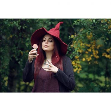 Burgundy Wool Witches Hat