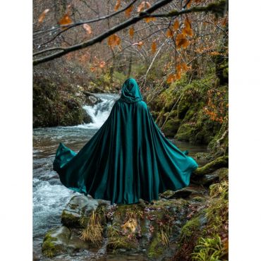 Green Velvet Hooded Cloak
