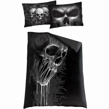 Skull Scroll Reversible Duvet Cover w/ Pillow Cases