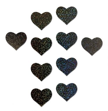 Mini Black Glitter Heart Pasties