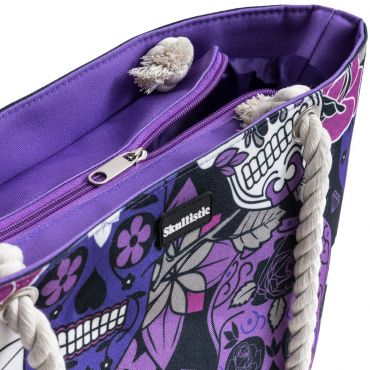 Purple Sugar Skull Tote Bag