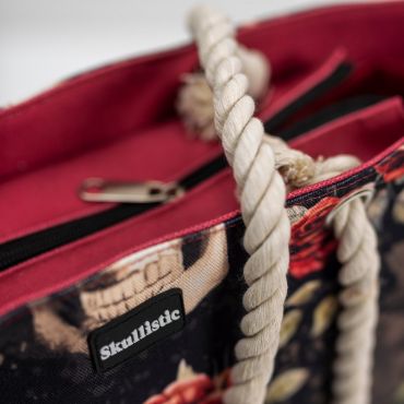 Vintage Flower Skull Tote Bag